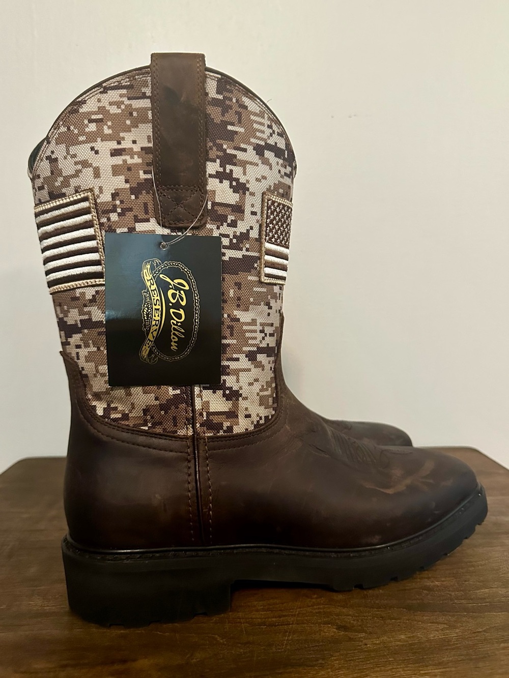 NWT J.B. Dillon Reserve Camo Patriot Square Toe Boots Size 10 D